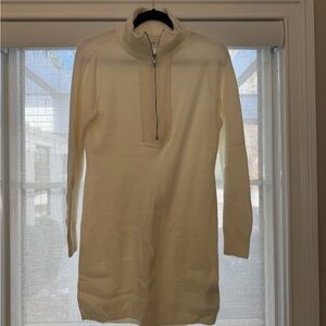 Abercrombie & Fitch Cream Ribbed Zip Sweater